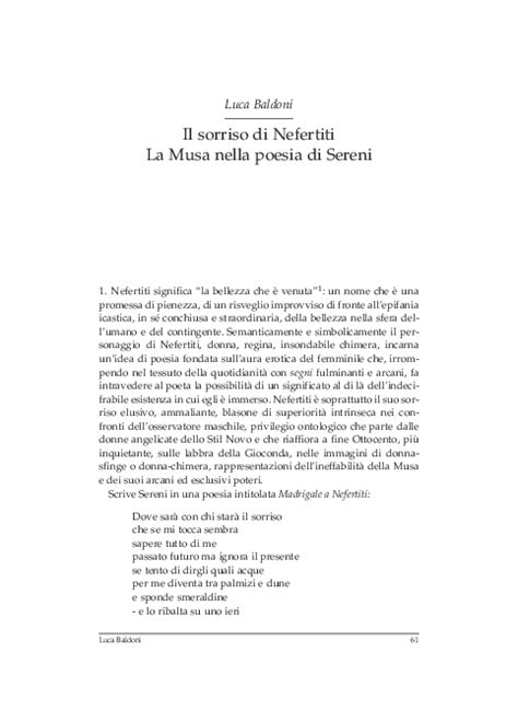 Pdf Il Sorriso Di Nefertiti La Musa Nella Poesia Di Sereni Luca