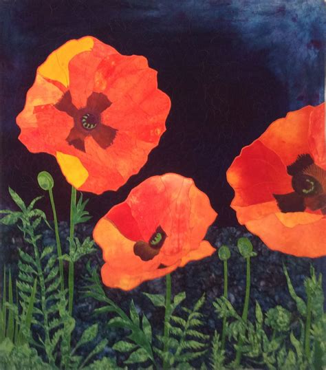 Orange Poppies Art Quilt Designed And Created By Marilyn Lone