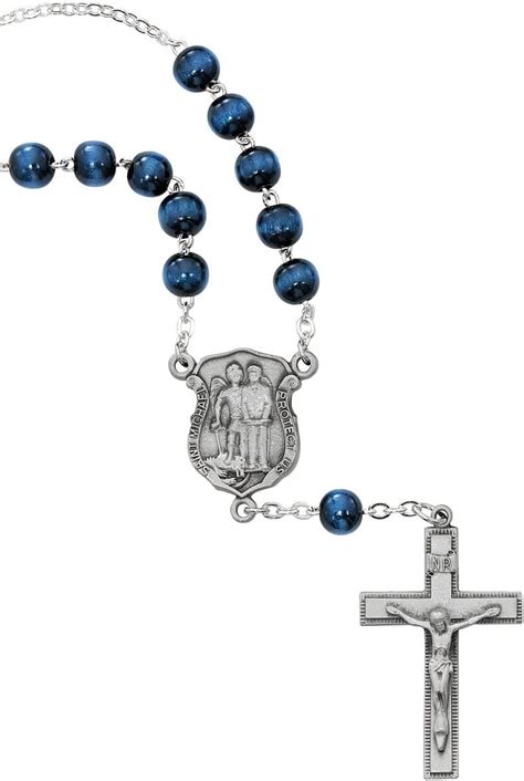 Tiley And Bells 8mm Blue Wood Beads With Pewter Police