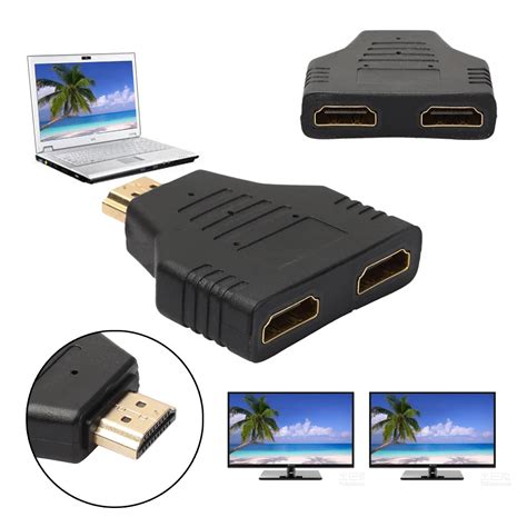 Portable 1080P HDMI Male To 2 Female 1 In 2 Out Splitter Adapter