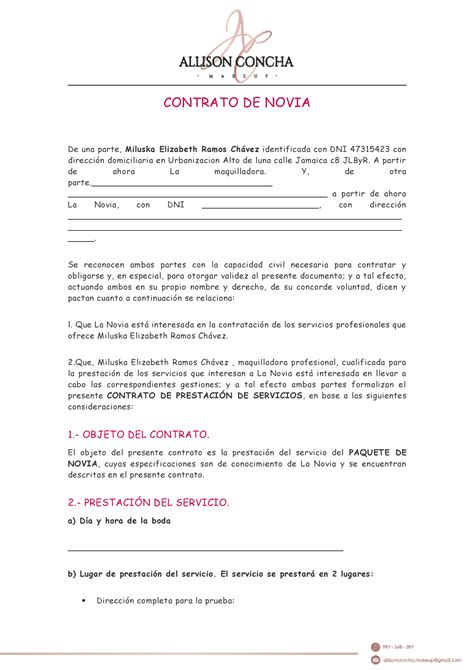 Details 47 Contrato Servicio De Maquillaje Y Peinado Para Novias