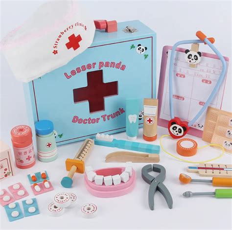 Enfants Enfants Kit De Médecin Jouet En Bois Enfants Semblant Jouer