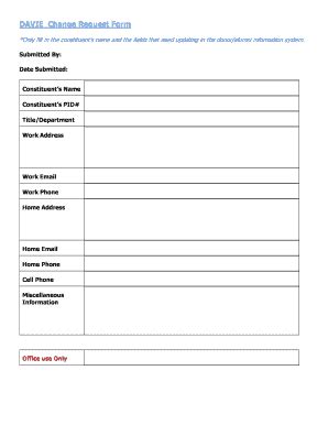 Fillable Online DAVIE Change Request Form Fax Email Print PdfFiller