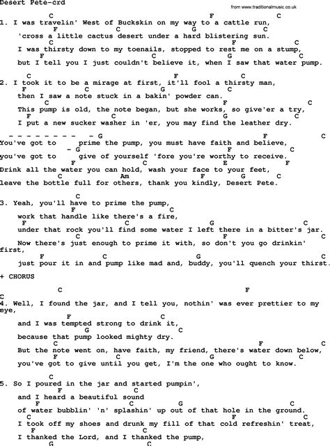 Kingston Trio Song Desert Pete Lyrics And Chords