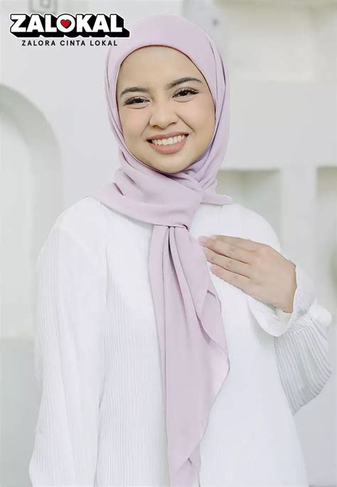 Jual Lozy Hijab Polly Cotton Hijab Segiempat Bella Square Soft Lilac