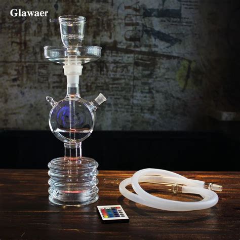 Glawaer Glass Narguile Hookahs With Silicone Hose Led Light All Hookah Accessories Smoke Pipe