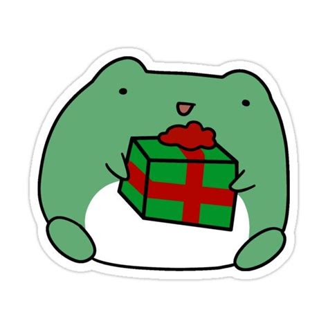 Frog Holding A Gift Sticker For Sale By Saradaboru Christmas Gift