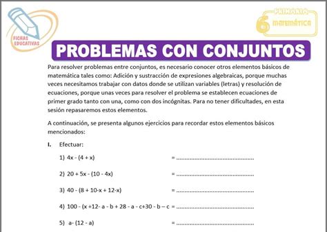 Problemas Con Conjuntos Para Sexto De Primaria