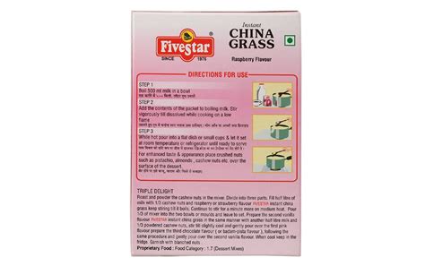 Five Star Instant China Grass Raspberry Flavour Reviews Nutrition Ingredients Benefits