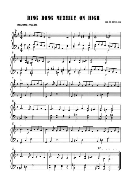 Ding Dong Merrily On High Sheet Music Traditional Piano Solo