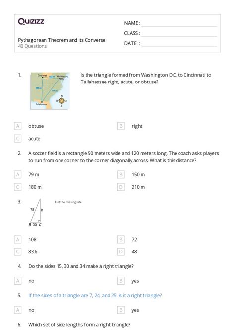 50 Converse Pythagoras Theorem Worksheets On Quizizz Free 42 OFF