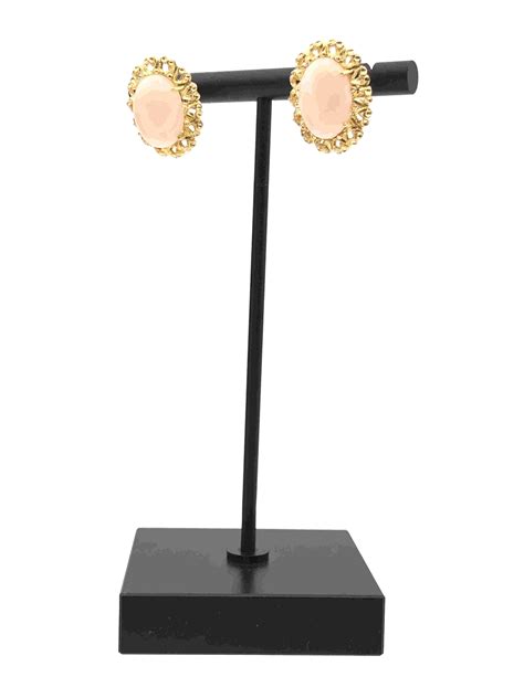 Lot 14k Yellow Gold And Angel Skin Coral Earrings