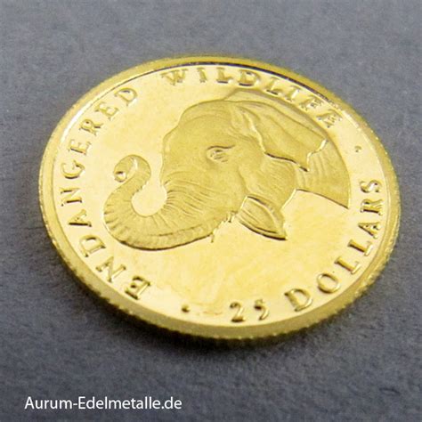 Cook Islands 25 Dollars Goldmünze 1 25 oz Elephant Endangered Wildlife