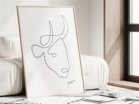 Picasso Bull Head Drawing Picasso Bull Line Art Print - Etsy