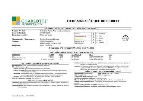 FICHE SIGNALÉTIQUE DE PRODUIT