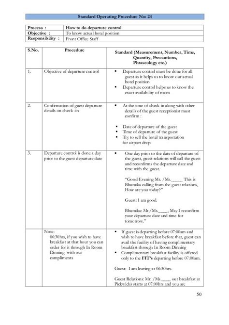 Front Desk Procedures Manual Template