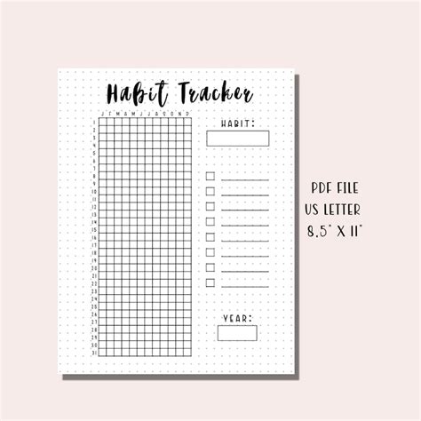 Printable Habit Tracker Bullet Journal Yearly Tracker A Year In