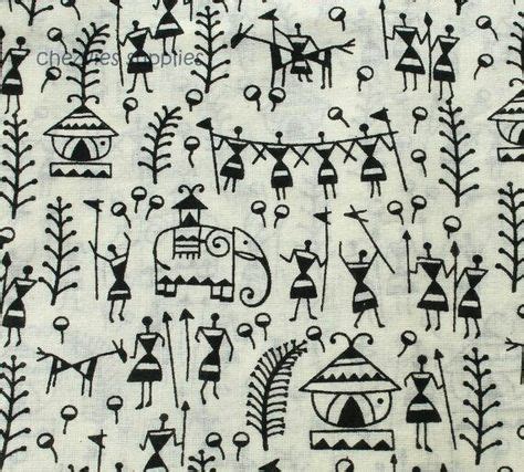 Warli Print Fabric With Images Fabric Painting Techniques Art