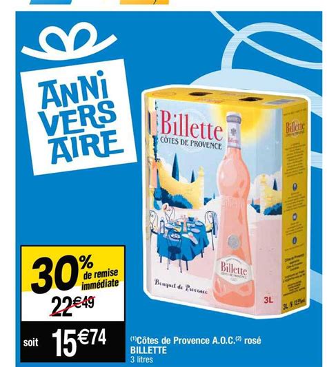 Promo Côtes De Provence Aoc Rosé Billette Chez Cora Icataloguefr