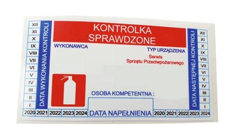 NAKLEJKI KONTROKIna gaśnicę z własnym logo danymi 1 Cena Opinie