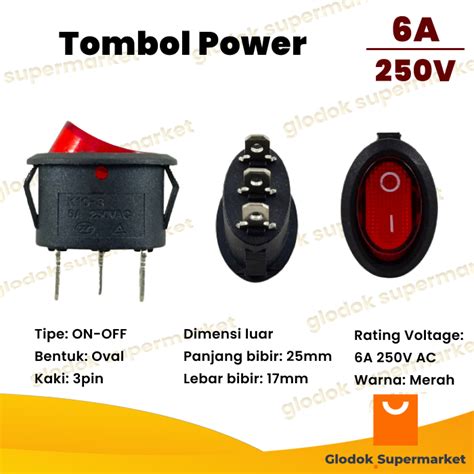 Saklar Pin On Off Tombol Oval Rocker Power Switch Pin Lazada Indonesia