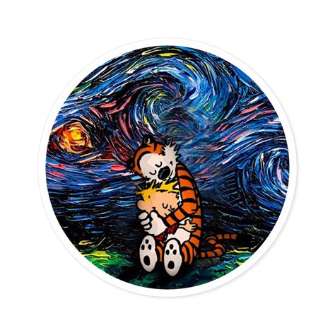 Calvin And Hobbes Round Stickers Indooroutdoor Etsy