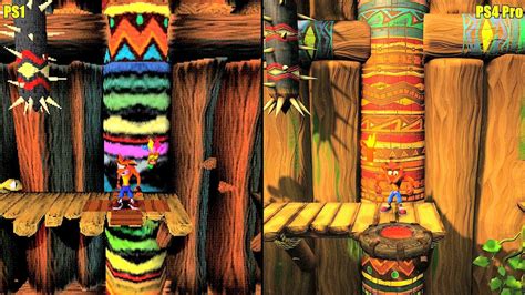 Crash Bandicoot Original Vs N Sane Trilogy Ps4 Pro Vs Ps1 Graphics