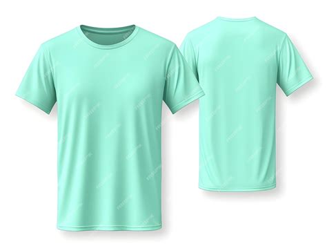 Mint Green Blank T Shirt Template Front And Back Design On Invisible