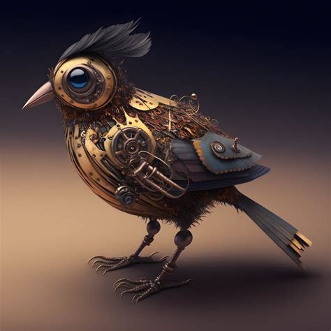 Steampunk Mechanical Bird AI Art Wall Art Etsy