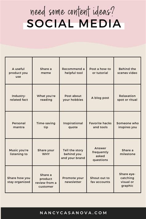 social media content ideas   creative business nancycasanovacom