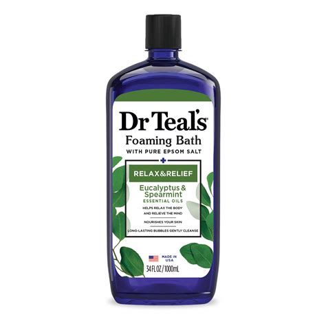 Dr Teal S Foaming Bath With Pure Epsom Salt Relax And Relief With Eucalyptus And Spearmint 34 Fl