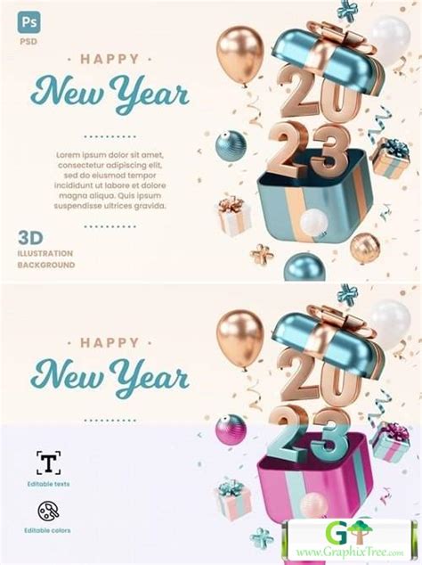 Happy New Year 2023 3d Festive Background T Vector Banner