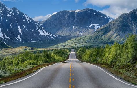 Grey Asphalt Road Nature Landscape Road Mountains HD Wallpaper