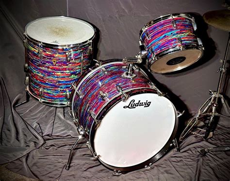 1969 Ludwig Psychedelic Red Drum Set Pure Vintage