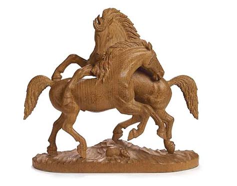 Robert ‘Mouseman’ Thompson oak figure of two rearing stallions | Wood carving, Carving, Wood art