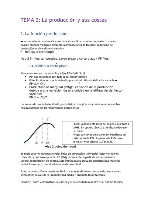 Econo Tema La Producci N Y Sus Costes La Funci N Producci N Es