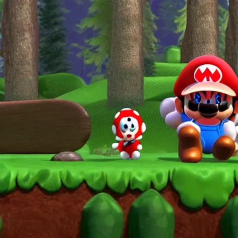 Toad Mushroom Head Mario Character Running At A Stable Diffusion