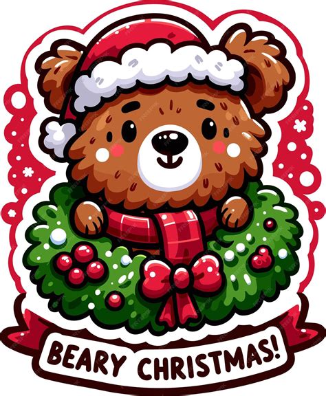 Premium Vector Illustration Bear Celebrating Christmas On A White