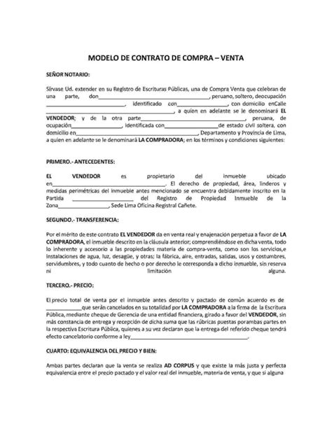 Modelo De Contrato De Compraventa De Inmueble WORD 2025