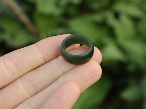 Dark Pounamu Ring Size T 34 — A Carved Piece Greenstone