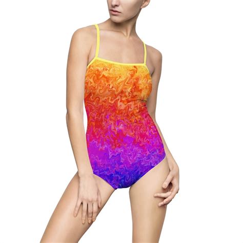 Rainbow 21 Womens One Piece Swimsuit Etsy