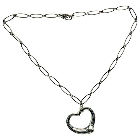 Tiffany And Co Elsa Peretti Large Sterling Silver Open Heart Necklace