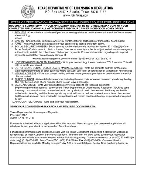 Tdlr Transcripts Request Form ≡ Fill Out Printable Pdf Forms Online