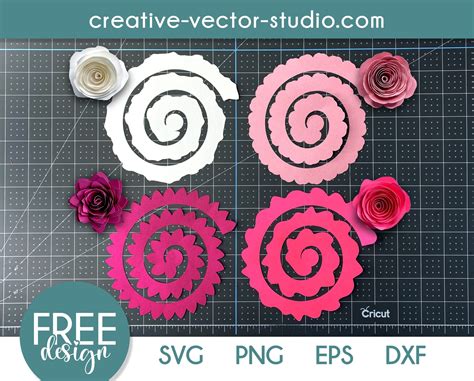 Free Rolled Flower SVG Bundle PNG DXF EPS Creative Vector Studio