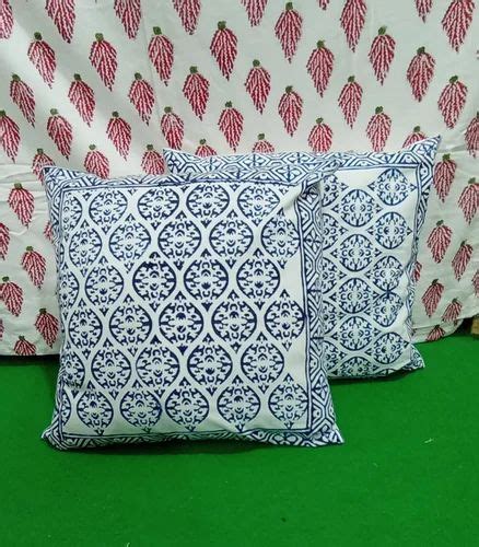 Multicolor Cotton Block Printed Cushion Cover Size 16 X 16 Inches At