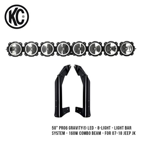 Kc Hilites 50pro6 Gravity Led 8 Light Bar System 160w Combo Beam 07 16 Jeep Wrangler Jk ジープ