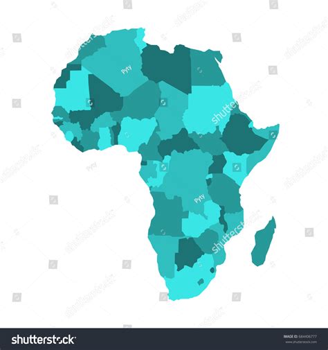 Political Map Africa Four Shades Turquoise Stock Vector Royalty Free