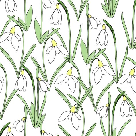 Premium Vector Seamless Endless Vector Pattern Delicate Snowdrops On