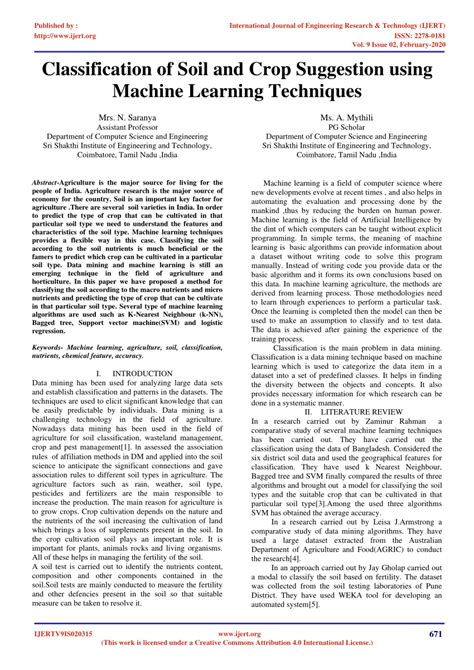 PDF Classification Of Soil And Crop Suggestion Using Machine Learning