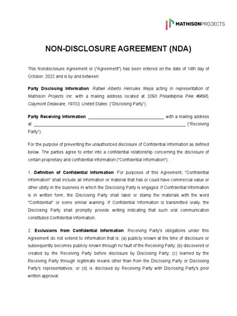 Mp Contractor Non Disclosure Agreement Nda Pdf Non Disclosure Agreement Confidentiality